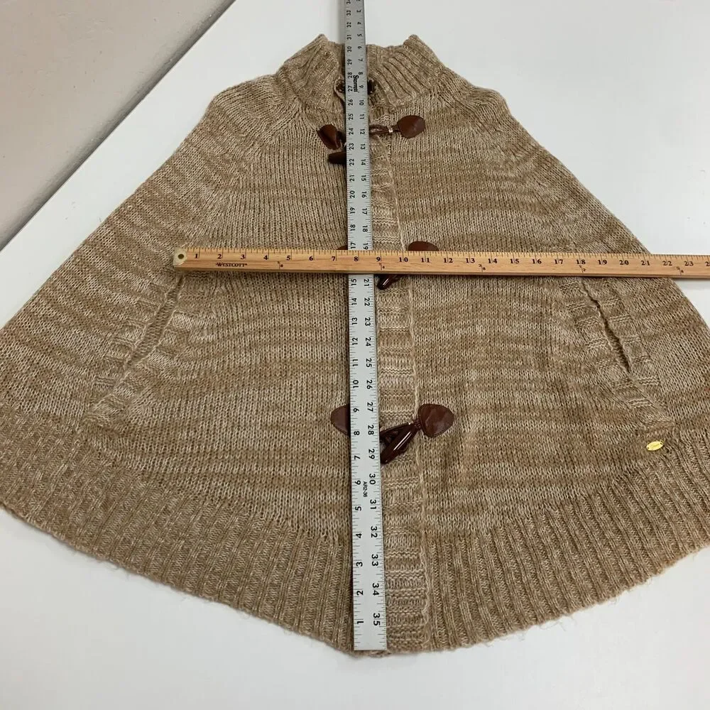 Guess Knit Acrylic Poncho Sweater Womens XS/S Toggle Buttons Zip Up Shawl Collar
